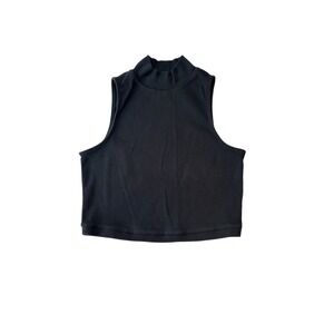 Everlane Top Women Small Black Sleeveless High Neck Cropped Career Formal Stretc